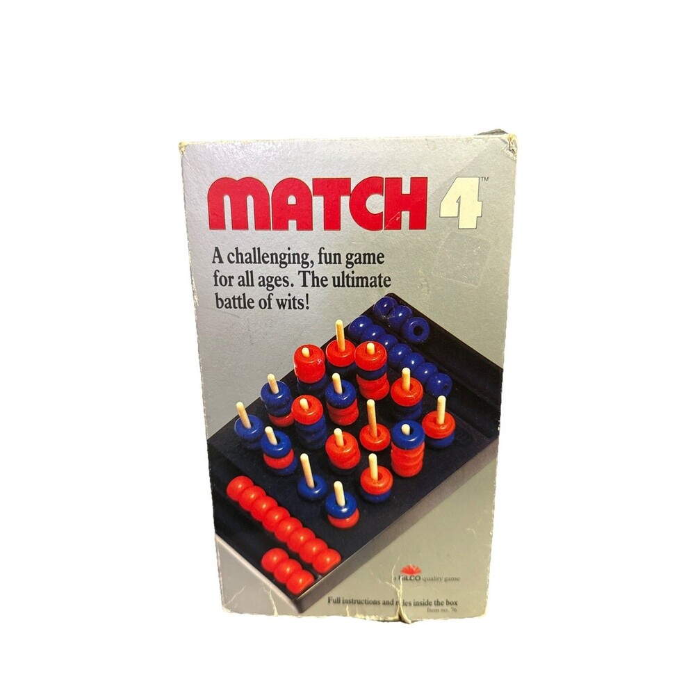 Vintage 1988 MATCH 4 Strategy Travel GAME in Original Box Hilco COMPLTE